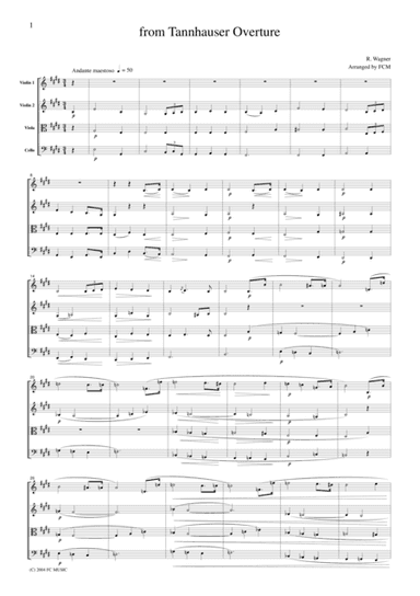 Wagner  from Tannhauser Overture, for string quartet, CW002 (arr. FCMUSIC)