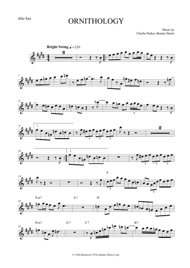 Ornithology (arr. The Sheet Music Library)