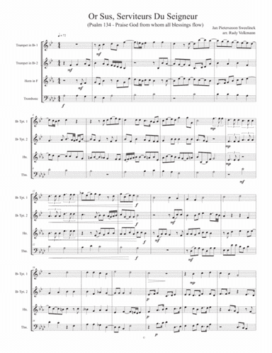 Or Sus, Serviteurs Du Seigneur - Sweelinck - Brass Quartet (arr. Rudy Volkmann)