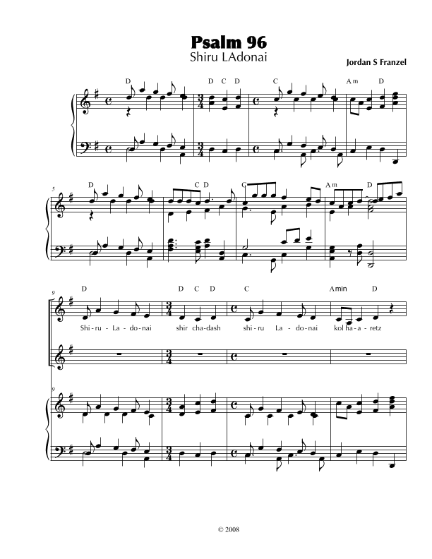 Psalm 96 - Shiru Ladonai