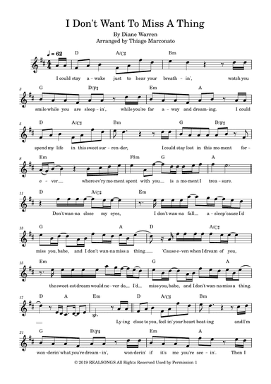I Don't Want To Miss A Thing (arr. Thiago Marconato)