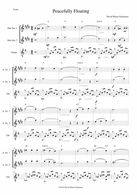 Peacefully Floating for 2 alto saxophones and guitar