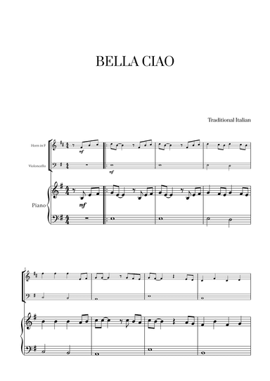 Bella Ciao for French Horn, Cello and Piano (arr. Cadenza Editions)