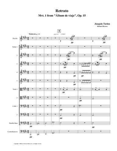 Retrato (Mvt. 1 from Álbum de viaje, Op.15) by Juaquín Turina (String Orchestra + Picc,Cbn.) (arr. Richard Byrnes)