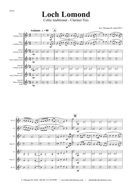 Loch Lomond - Celtic Traditional - Clarinet Trio (arr. Thomas H. Graf)