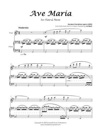Ave Maria on BACH Cello Suite for Flute Piano