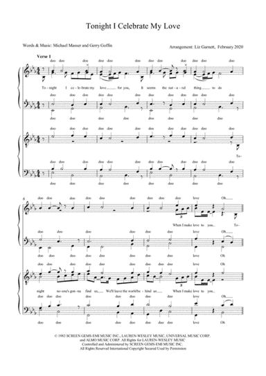 Tonight, I Celebrate My Love (arr. Liz Garnett)