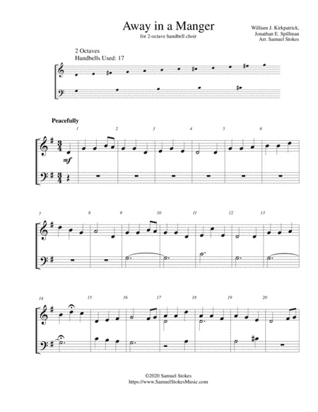 Away in a Manger (Kirkpatrick setting) - for 2-octave handbell choir (arr. Samuel Stokes)