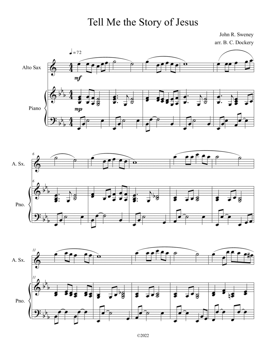 Tell Me the Story of Jesus (Alto Sax Solo with Piano Accompaniment) (arr. B. C. Dockery)
