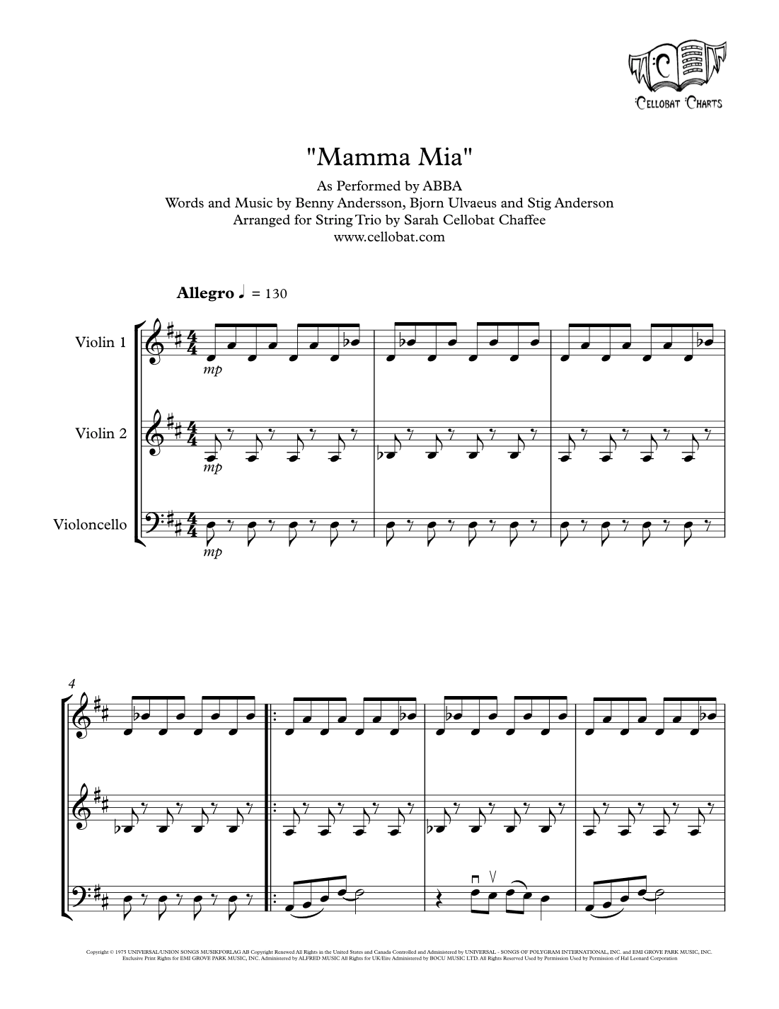 Mamma Mia (arr. Sarah Cellobat Chaffee)