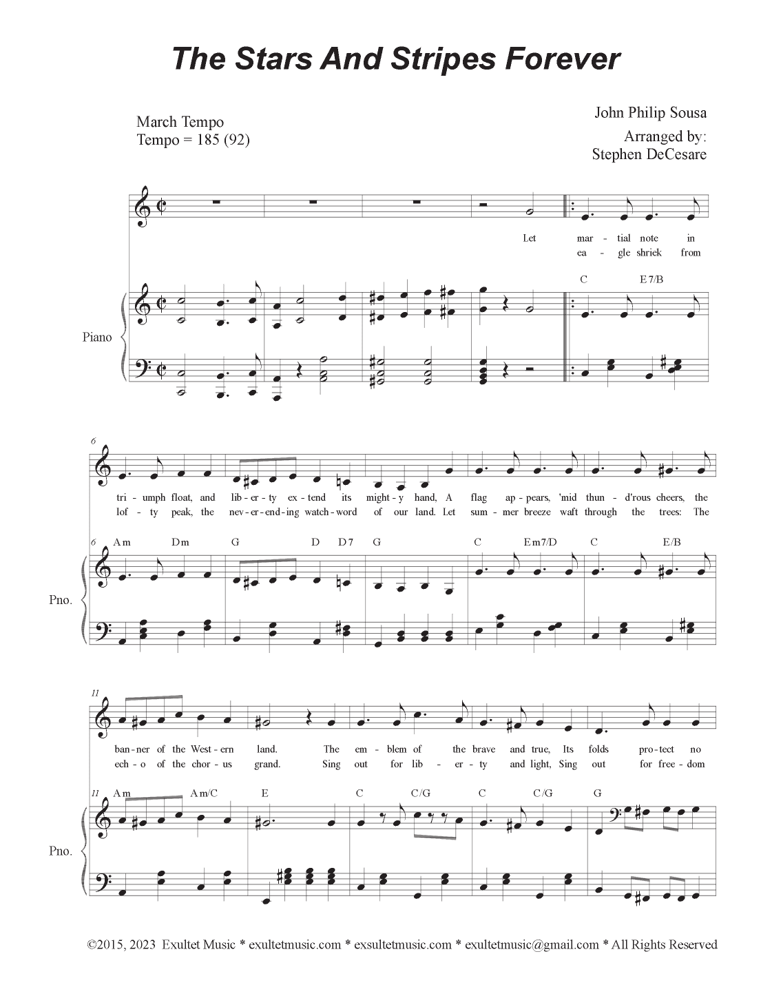The Stars and Stripes Forever (Unison choir) (arr. Stephen DeCesare)