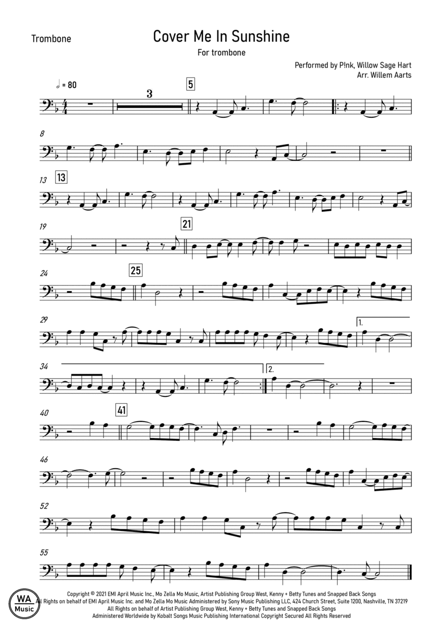 Cover Me In Sunshine (arr. Willem Aarts)