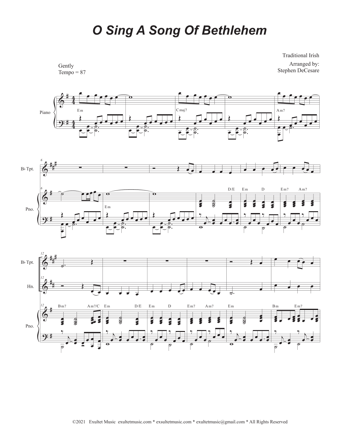 O Sing A Song Of Bethlehem (Duet for Bb-Trumpet and French Horn) (arr. Stephen DeCesare)
