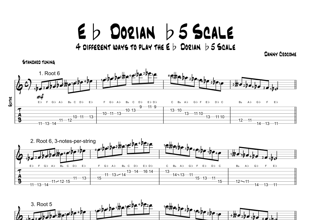 Eb Dorian b5 Scale (4 Ways to Play)