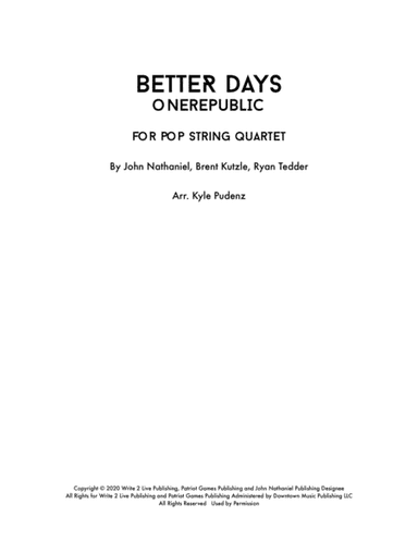Better Days (arr. Kyle Pudenz)