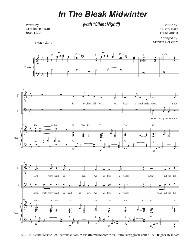 In The Bleak Midwinter (with "Silent Night") (2-part choir - (TB) (arr. Stephen DeCesare)