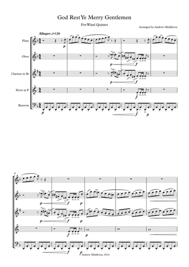 God Rest Ye Merry Gentlemen for Wind Quintet (arr. Andrew Middleton)