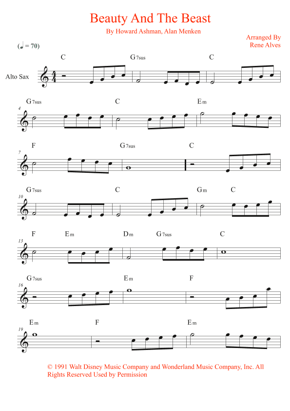 Beauty And The Beast (arr. Rene Alves)