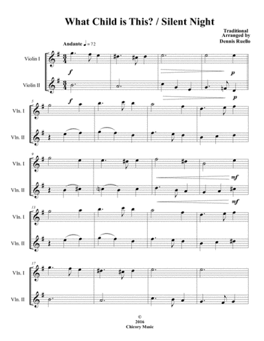 What Child is This / Silent Night - "2016 Holiday Contest Entry" - Violin Duet (arr. Dennis Ruello)