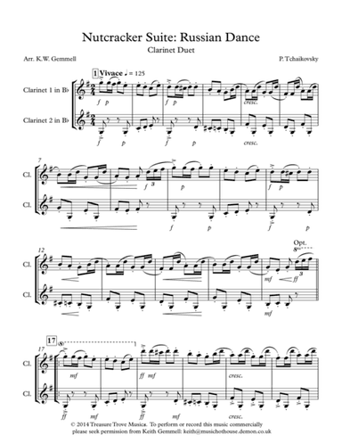 The Nutcracker Suite - Russian Dance: Clarinet Duet (arr. K.W. Gemmell)
