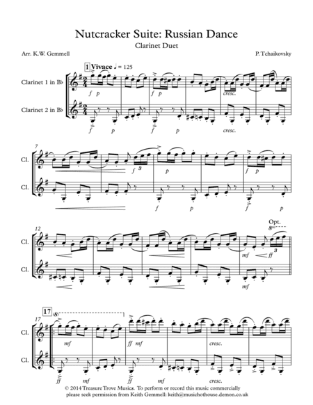 The Nutcracker Suite - Russian Dance: Clarinet Duet (arr. K.W. Gemmell)