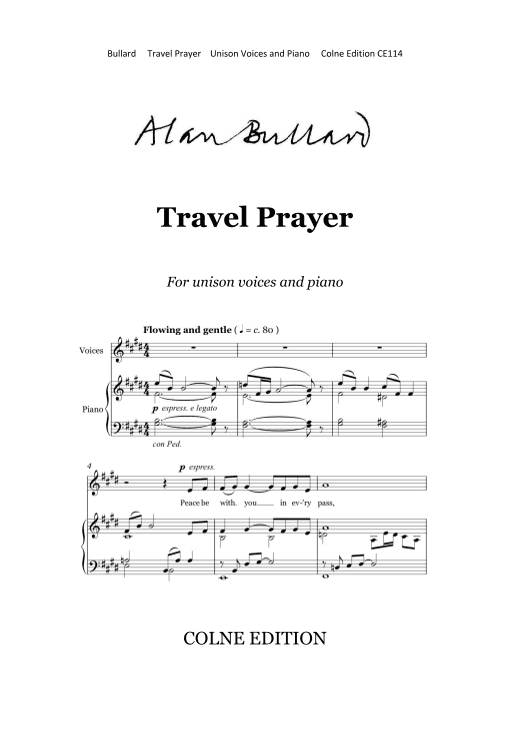 Travel Prayer (unison voices and piano)