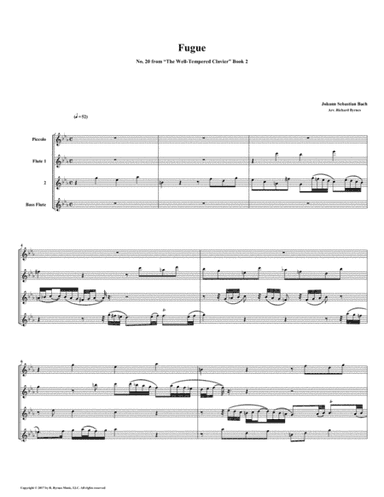 Fugue 20 from Well-Tempered Clavier, Book 2 (Flute Quartet) (arr. Richard Byrnes)