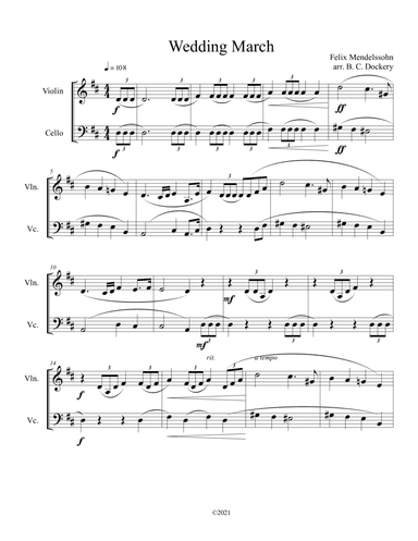 Wedding March (Violin and Cello Duet) (arr. B. C. Dockery)