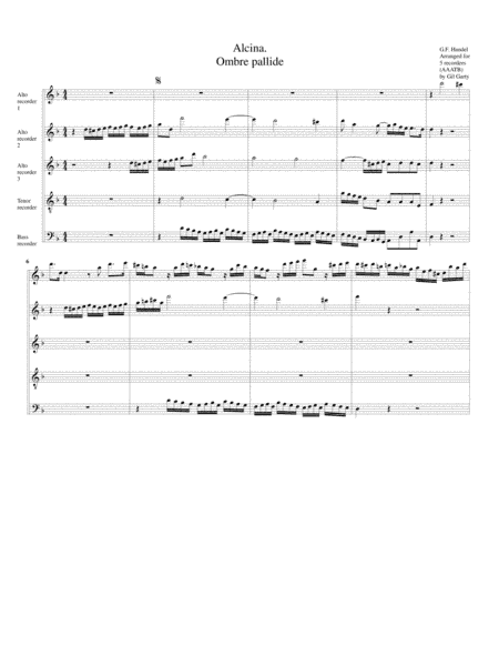 Aria: Ombre pallide from Alcina (arrangement for 5 recorders) (arr. Gil Garty)