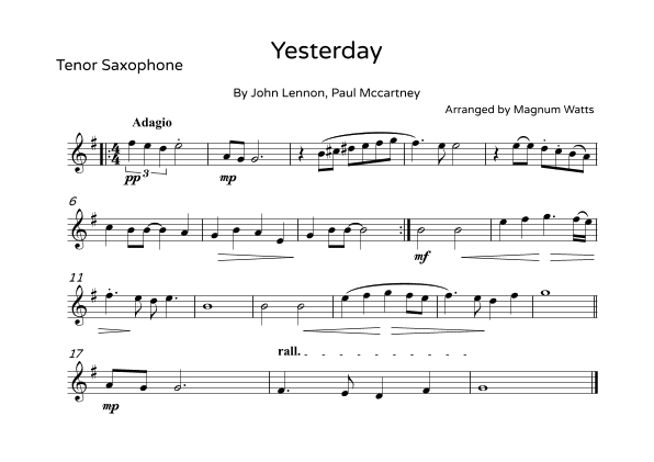 Yesterday (arr. Magnum Watts)