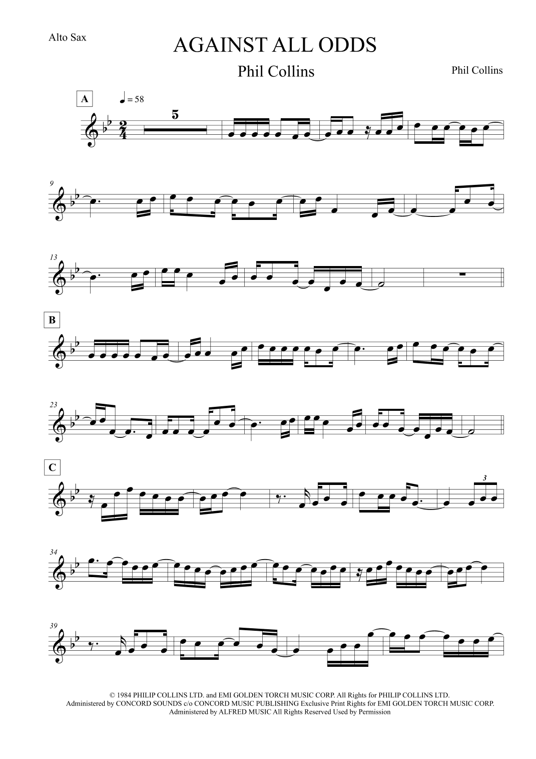 Against All Odds (take A Look At Me Now) (arr. Leo Silva)