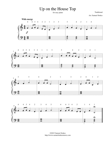 Up on the House Top (Up on the Housetop) - for easy piano (arr. Samuel Stokes)