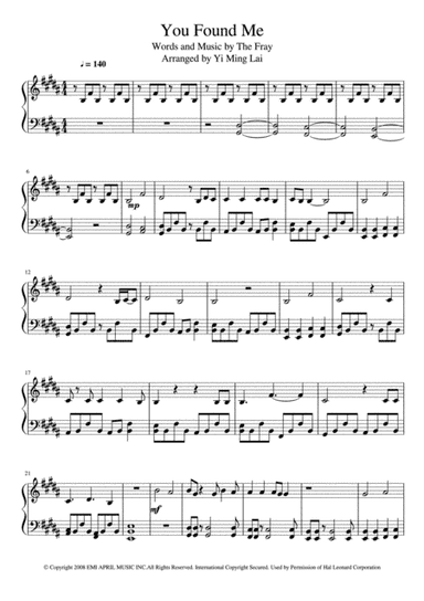 You Found Me (arr. Yi Ming Lai)