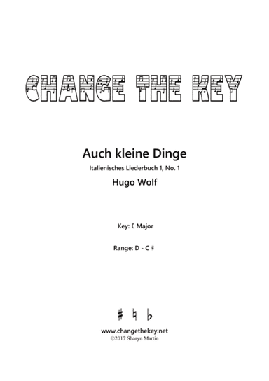 Auch kleine Dinge - E Major (arr. Change the Key)