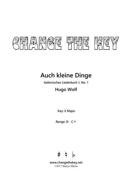 Auch kleine Dinge - E Major (arr. Change the Key)