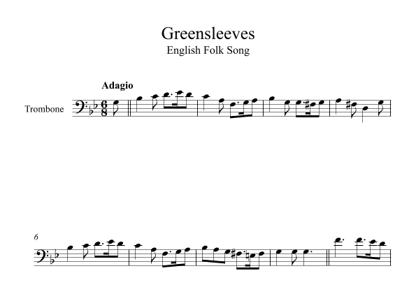 Greensleeves - English Folk Song (Trombone) (arr. Digital Book Music)
