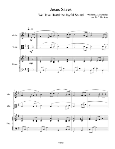 Jesus Saves (Violin and Viola Duet with Piano Accompaniment) (arr. B. C. Dockery)