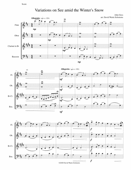 Variations on See amid the Winter's Snow for wind quartet (arr. David Warin Solomons)