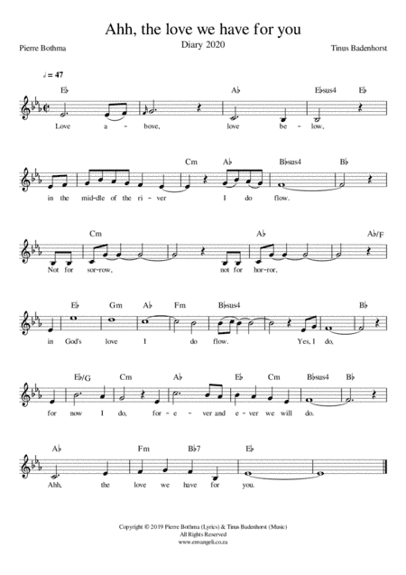 Ahh, the love we have for you - Melody and Chords