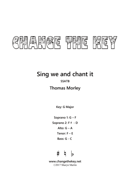 Sing we and chant it - G Major (arr. Change the Key)
