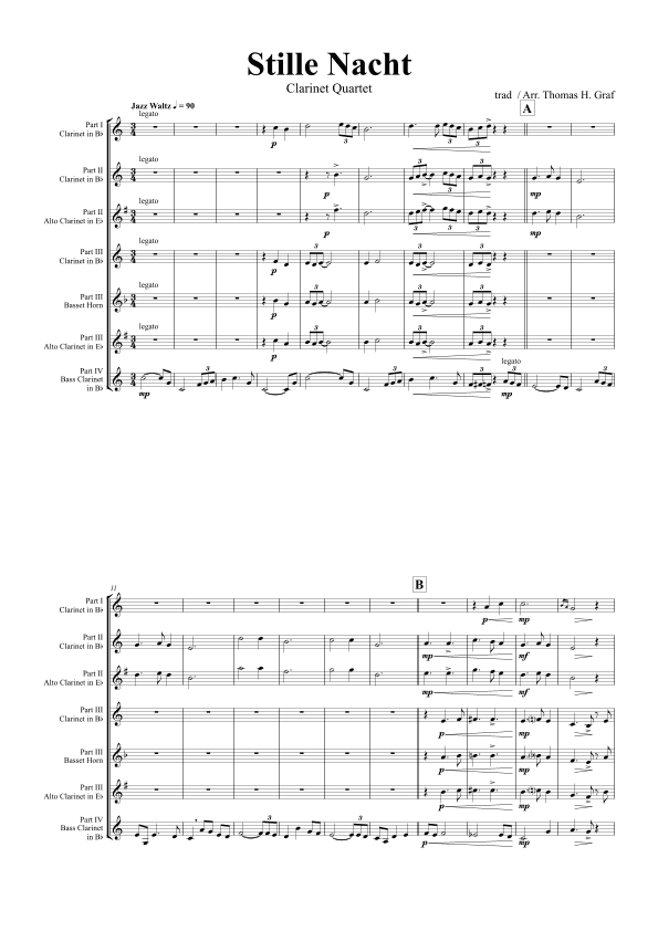 Stille Nacht (Silent night) - Jazz Waltz - Clarinet Quartet (arr. Thomas Graf)