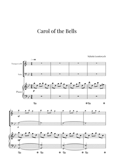 Carol of the Bells (for Trumpet, Tuba and Piano) (arr. Cadenza Editions)