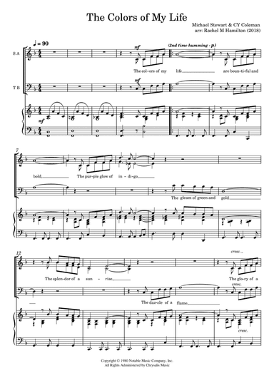 The Colors Of My Life (arr. Rachel M Hamilton (UK))