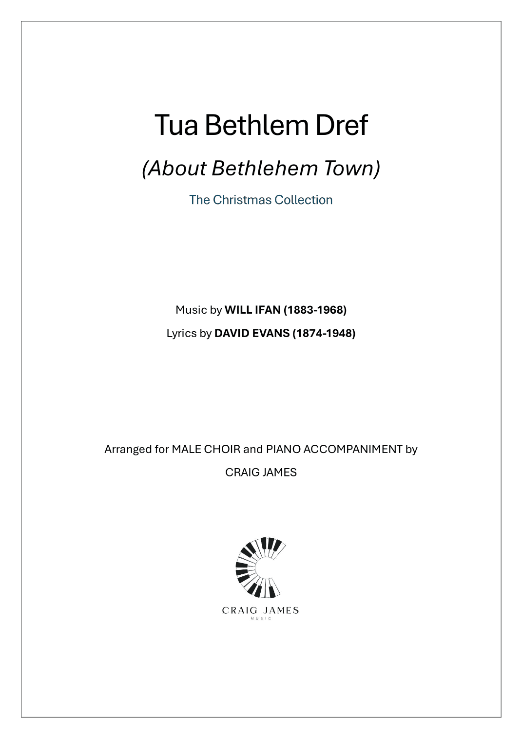 Tua Bethlem Dref TTBB - Traditional Welsh Carol (arr. Craig James)