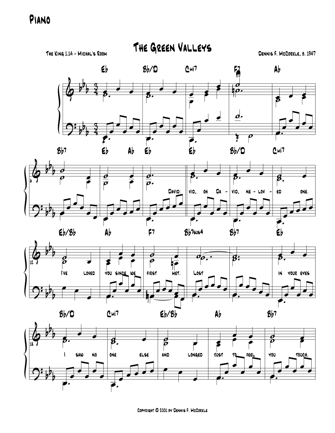 The Green Valleys (David and Michal) from "The Kings"