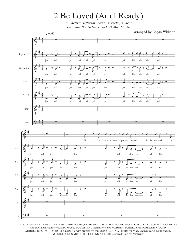 2 Be Loved (am I Ready) (arr. Logan Widmor)