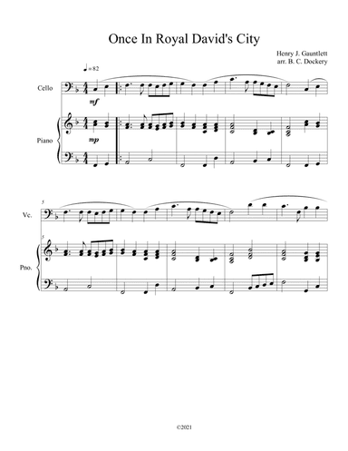 Once in Royal David's City (Cello Solo with Piano Accompaniment) (arr. B. C. Dockery)