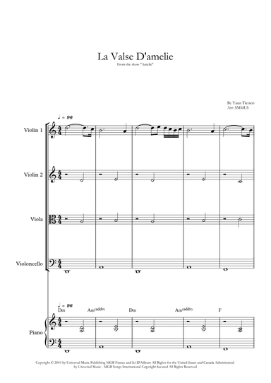La Valse D'amelie (arr. SMMUS)