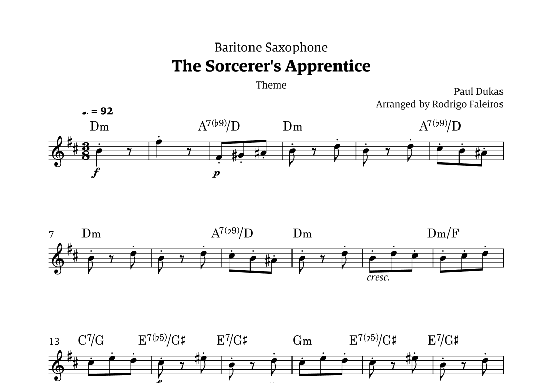 The Sorcerer's Apprentice theme (arr. Rodrigo Faleiros)