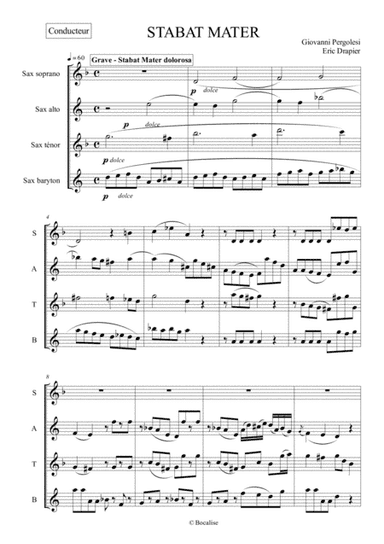 Stabat Mater - G. Pergolesi for SAX Quartet (SATB) (arr. Eric Drapier)